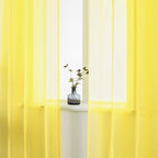 DUALIFE Yellow Sheer Curtains 63 Inch Length for Bedroom 2 Panels Grommet Solid Color Look Semi Sheer Sunmmer Curtains for Living Room Dining Bathroom Basement Kitchen 52x63 Inches Long