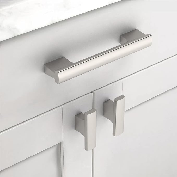 Asidrama 10 Pack 3.75 Inch(96mm) Brushed Satin Nickel Kitchen Cabinet Handles, Cabinet Pulls Kitchen Cabinet Hardware for Cupboard Drawer Pulls