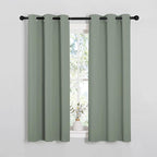 NICETOWN Window Curtain Panels, Thermal Insulated Solid Grommet Blackout Draperies/Drapes for Basement (Greyish Green, 1 Pair, 34 by 54-inch)