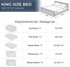 HEVUMYI King Comforter Set - 7-Piece All Season Bed in a Bag King, Ultra Soft Bedding Set with Comforter, Flat Sheet, Fitted Sheet, Pillowcases, Pillow Shams, Dark Grey