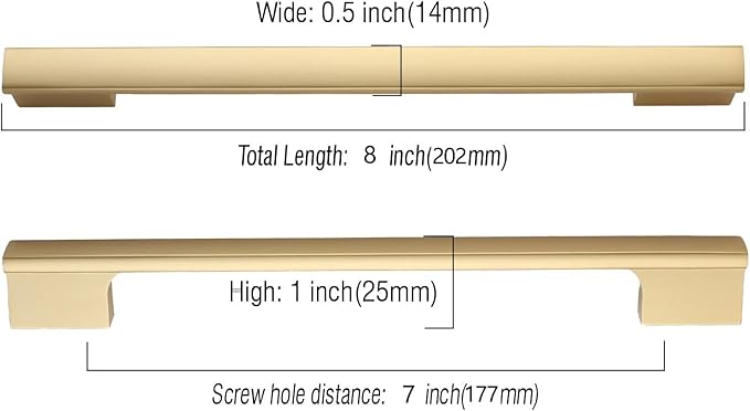 Asidrama 20 Pack 7 Inch(177mm) Brushed Gold Cabinet pulls Kitchen Cabinet Handles, Cabinet Pulls Kitchen Cabinet Hardware for Cupboard Drawer Pulls