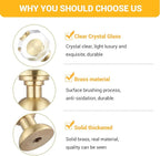 6-Pack 1-1/4-Inch Gold knob Dresser knobs White Cabinet Glass Crystal knobs Brass Drawer Polygonal Dresser Pulls, Drawer pulls
