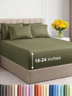 Extra Deep Queen Sheet Set - 6 Piece Breathable & Cooling Sheets - Hotel Luxury Bed Sheets Set - Easy & Secure Fit - Soft, Wrinkle Free & Comfy Sheets Set - Sage Green Sheet Set w/Extra Deep Pockets