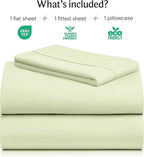 LuxClub 3 PC Sheet Set Bed Sheets Deep Pockets 16" Eco Friendly Wrinkle Free Cooling Machine Washable Hotel Bedding Silky Soft - Sage Green Twin