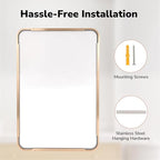 USHOWER Gold Bathroom Mirror 24"x36", Brushed Gold Rounded Rectangle Mirror for Over Sink, Aluminum Frame, Anti-Rust, Tempered Glass, Horizontal or Vertical Mounted