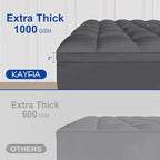 Queen Mattress Topper, Extra Thick Mattress Pad Cover for Deep Sleep,3D+7D Snow Down Alternative Fill Overfilled Plush Pillow Top Mattress with 8-23 Inch Deep Pocket-Grey