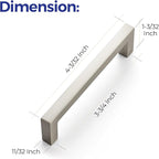Ravinte 10 Pack Solid 3-3/4 Inch Center to Center Slim Square Bar Drawer Handles Cabinet Hardware - Brushed Nickel Kitchen Pulls