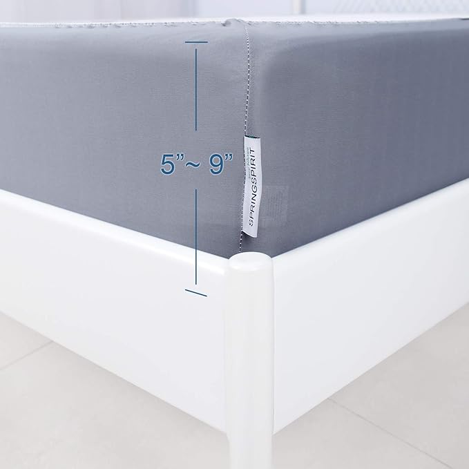 Box Spring Cover Full Size, Alternates for Bed Skirt, Smooth and Elastic Woven Material Wrap Around 4 Sides of The Box Spring, Wrinkle & Fading Resistant, Washable, Dustproof, Grey