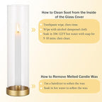 Romadedi Glass Hurricane Candle Holders Gold - 12 Inch Taper Candlestick Holder Bulk Clear Glass Cylinder Table Centerpiece Wedding Decor Party Birthday Christmas Home Decorations, Set of 6