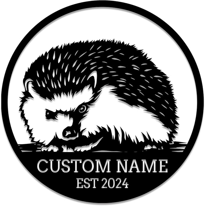 Custom Hedgehog Metal Sign, Personalized Hedgehog Metal Wall Art,Hedgehog Lovers Gift Metal Kid Room Decor,Personalized Hedgehog Lover Name Sign,Kid Nursery Decoration (Style A)