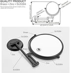 1x10x Magnifying Double Sided Bathroom Mirror 360 Degree Swivel Makeup Mirror Black Adjustable Extension Arm Wall Mount 8 Inch Non-Illuminated Beauty Mirror Shaving Mirror (Round Base)
