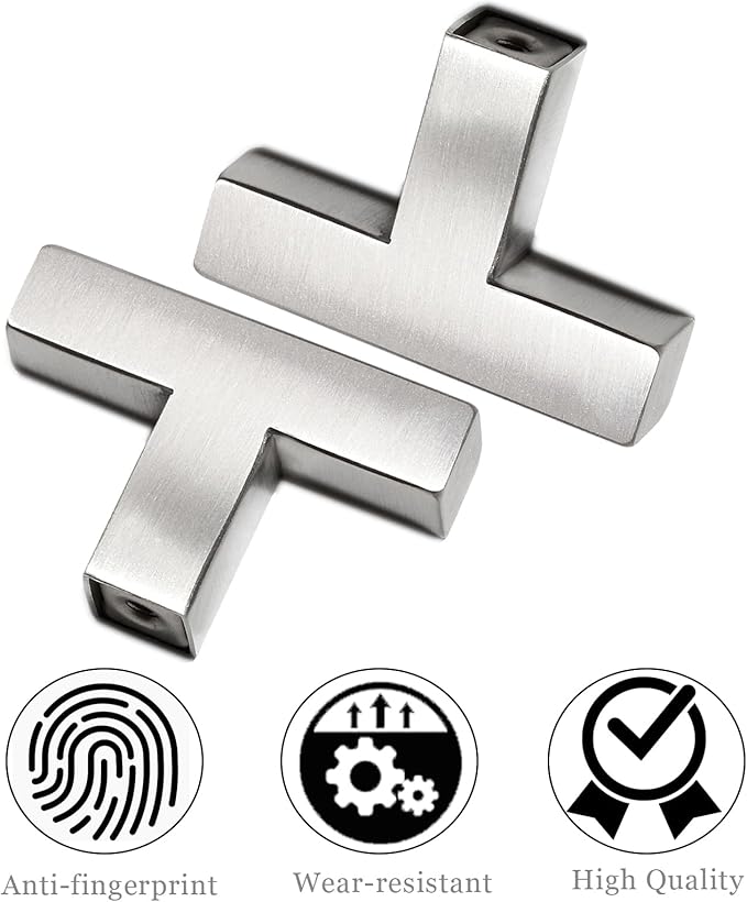 Cabinet Pulls Single Hole Cabinet Handles, 5 Pack Square Brushed Nickel Bar Cabinet Pulls Drawer Cabinet Knobs Cupboard Hardware Cabinet Handles, Stainless Steel Single Hole Cabinet Knobs