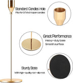 Gold Taper Candle Holder Set of 6, Brass Gold Tall Candlestick Holders, Metal Vintage Candle Stickers Long Holder Set, Pillar Decorative Candle Holder Fits 3/4 Inch Candle