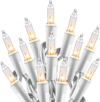 Clear Christmas Lights Set 100 Count 25 Feet Incandescent Bulb Mini String Lights for Indoor Christmas Tree Garland Birthday Wedding Party Festival Decoration, White Wire
