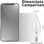 4-Pack E12 Candle Light Bulbs 40W Warm White 2500K, 380 Lumen Dimmable Chandelier Light Bulbs for Ceiling Fan, Pendants or Outdoor, CA10 Clear Candelabra Base Bulbs