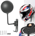 SANGMO Grey 180° Motorcycle Helmet Rack, Rotation Metal Helmet Holder Wall Mount, Helmet Holder Bike with 2 Hooks Helmet Hanger for Motorcycle Bike Coats, Caps, Baseballs, Rugby Helmet