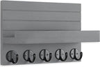 Key Holder for Wall, Decorative Key and Mail Holder with Shelf Has Large Key Hooks for Bags, Coats, Umbrella – Paulownia Wood Key Hanger with Mounting Hardware (9.8”W x 6.7”H x 4.2”D)