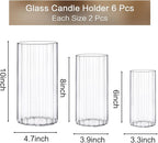 yshengood 6 Pcs Glass Hurricane Candle Holder Ribbed Glass Candle Holder - Elegant & Easy to Use, Perfect for Wedding, Holiday, Party Decor, Home and Event Essential