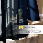 NICETOWN Chiffon Sheer Curtain Panels 96 inches Long, Soft Grommet Top Chiffon Sheer Window Treatment Curtains for Living Room (W55, Navy Blue, 2 Pieces)