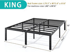 Metal Bed Frame King Size - 16 Inch Heavy-Duty King Platform Bed Frame No Box Spring Needed, Easy Assembly, Noise-Free, Sturdy Mattress Foundation, Underbed Storage Space