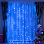HEYFUNi Curtain Lights,304L 9.8ftX9.8ft 30V 8Modes Safety Window Lights with Memory for Home Wedding Christmas Party Patio Lawn Garden Bedroom Outdoor Indoor Wall Decorations (304LED, Blue) 1
