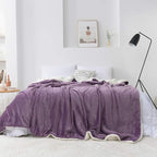 NANPIPER Couch Blanket Reversible Sherpa Flannel Blanket Ultra-Soft Plush Warm Fleece Microfiber (60"x80",Cassis Purple)