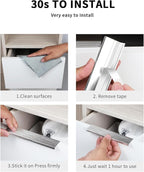5 Pack 6 inch self Adhesive Cabinet pulls Silvery Cabinet Finger pulls Stick on Handles Cabinet Adhesive Drawer pulls Concealed Edge Seam Handles Flat