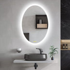 Wall-Mounted LED Oval Bathroom Mirror, Makeup Mirror (28 inches x 20 inches,) 3 Color Stepless Dimmable Memory Bathroom Vanity Mirror with Lights CRI90+ 3000-6400K Smart Mirror with Touch