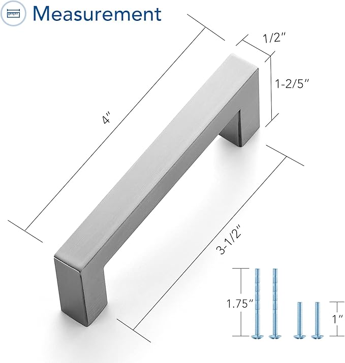 Ravinte 20 Pack Brushed Nickel Kitchen Cabinet Handles 3-1/2 Inch Cabinet Pulls Square Kitchen Hardware for Cabinet Drawer Pulls Drawer Handles Come with Screwdriver
