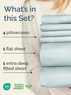 Extra Deep King Sheet Set - 6 Piece Breathable & Cooling Sheets - Hotel Luxury Bed Sheets Set - Easy & Secure Fit - Soft, Wrinkle Free & Comfy Sheets Set - Ice Blue Sheet Set with Extra Deep Pockets