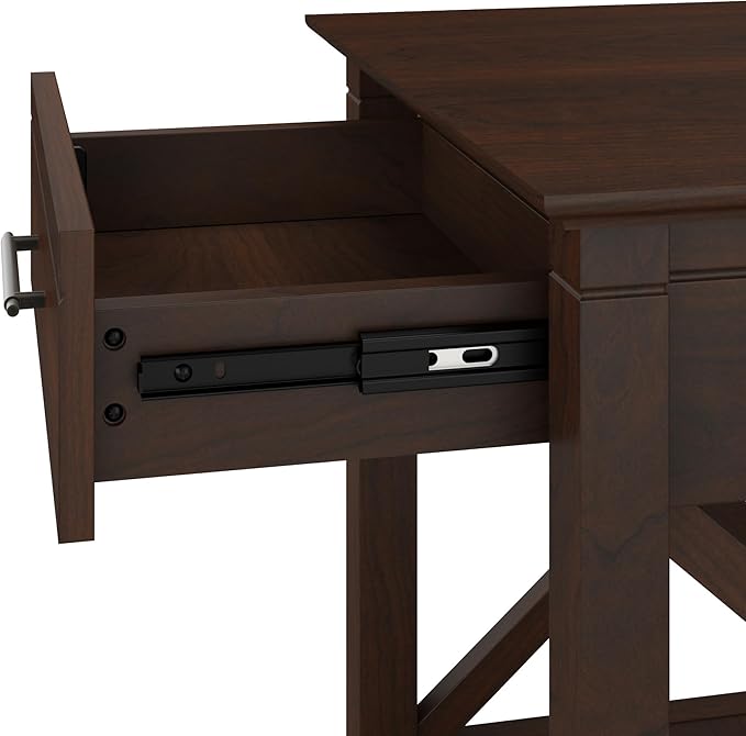 Bush Furniture Key West Small End Table with Storage | Modern Farmhouse Accent Shelf for Living Room in Bing Cherry