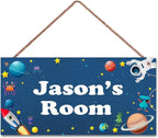 Personalized Signs Stars Rocket Sign For Boys Room Alien Wall Art Decoration Exquisite Decorative Signs Custom Name for Kids Room Wall Art Decor Outer Space Themed Nursery Decor For Girls Bedroom