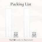 Glass Hurricane Candle Holder: 12" Tall Candlestick Holder with Cylinder Windproof Cover Clear Taper Candle Holders for Wedding Party Birthday Christmas Home Decor Set of 2