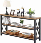 FATORRI Console Table for Entryway, Wood Sofa Table, Rustic Hallway Tables with 3-Tier Shelves for Living Room, Foyer (55 Inch, Rustic Oak)