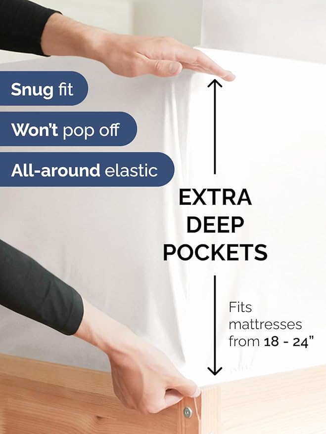Extra Deep King Sheet Set - 6 Piece Breathable and Cooling Sheets - Hotel Luxury Bed Sheets Set - Easy Fit - Soft, Wrinkle Free and Comfy Sheets Set - Antique White Sheet Set with Extra Deep Pockets