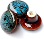 HUAMULAN 15PCS Glossy Ceramic Knobs Button Round Mushroom Cabinet Dresser Vintage Pulls Door Handles Cupboard Wardrobe Drawer, Dia. 1.5 inch 38mm,Leopard