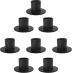Gute Taper Candle Holder, Candle Holders for Pillar Candles, Matte Black Candlestick Holder Centerpieces for Home Decoration, Wedding Anniversary, Party, Housewarming Gifts,Set of 8,Round