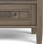 SIMPLIHOME Lev SOLID WOOD 20 Inch Wide Rectangle Transitional End Table with Bottom Drawer in Smoky Brown, For the Living Room and Bedroom
