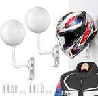SNAGMO White 180° Motorcycle Helmet Rack, Rotation Metal Helmet Holder Wall Mount, Helmet Holder Bike with 2 Hooks Helmet Hanger for Motorcycle Bike Coats, Caps, Baseballs, Rugby Helmet (2 pcs)