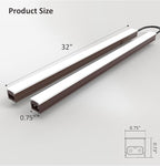 Under Cabinet Lighting Plug in, 32 Inch 2 Pcs, Linkable AC120V 3CCT 3000K/4000K/5000K Ultra Slim, LED Under Cabinet Lights for Counter Light, Kitchen, Shelf, Sink, Workshop, Desk, Bronze
