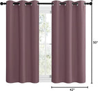 NICETOWN Dry Rose Room Darkening Curtains for Kitchen, Set of 2, 42 inches Wide by 50 inches Long, Window Treatment Thermal Insulated Solid Grommet Room Darkening Curtains/Drapes for Bedroom