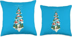Vintage Scandinavian Christmas Collection Swedish Christmas Scene with Red Houses and Church in Snow Throw Pillow, 16x16, Multicolor