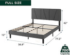 ZINUS Full Maya Upholstered Bed Frame with Asymmetric Headboard, Durable Wooden Slats, Sturdy Framework, Noise Free Sleep, No Box Spring Needed, Easy Assembly, Eco Friendly Packaging, Dark Grey