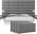 Vänt Upholstered Wall Panels - King/Cal King Size Wall Mounted Headboards - Micro Suede Grey - Twin/King Set of 4 Panels (Each Individual Panel 39"x11.5")