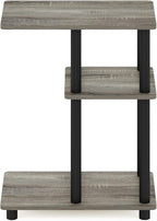 Furinno Turn-N-Tube C-Shape Sofa Side Table, French Oak/Black