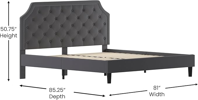 Flash Furniture Brighton King Size Tufted Upholstered Platform Bed in Dark Gray Fabric