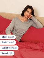 Extra Deep Queen Sheet Set - 6 Piece Breathable and Cooling Sheets - Hotel Luxury Bed Sheets Set - Easy & Secure Fit - Soft, Wrinkle Free and Comfy Sheets Set - Red Sheet Set with Extra Deep Pockets