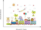 Jungle Animal Wall Stickers Train Elephant Panda Lion Rabbit Safari Wall Decals Kid Room Nursery Baby Bedroom Decor