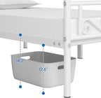 Yaheetech Twin Bed Frames Metal Platform Bed with Headboard and Footboard No Box Spring Needed Easy Assembly,Under-Bed Space: 12.6''/White/Twin Bed