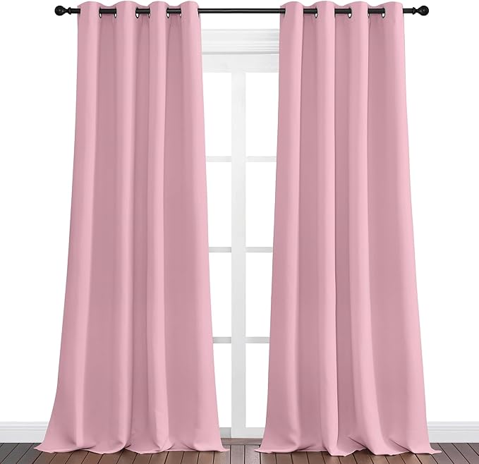 NICETOWN Crystal Pink Blackout Curtains 108" Long, 55" Wide, 2 Pieces for Office, Dining, Guest Room - Sound Reducing, Heat and Cold Block Panels for Modern Decorative